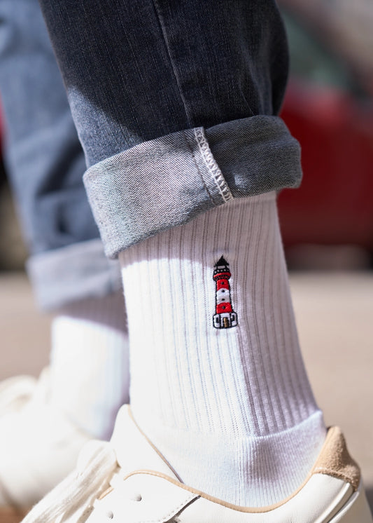 Leuchtturm Socken - Weiß
