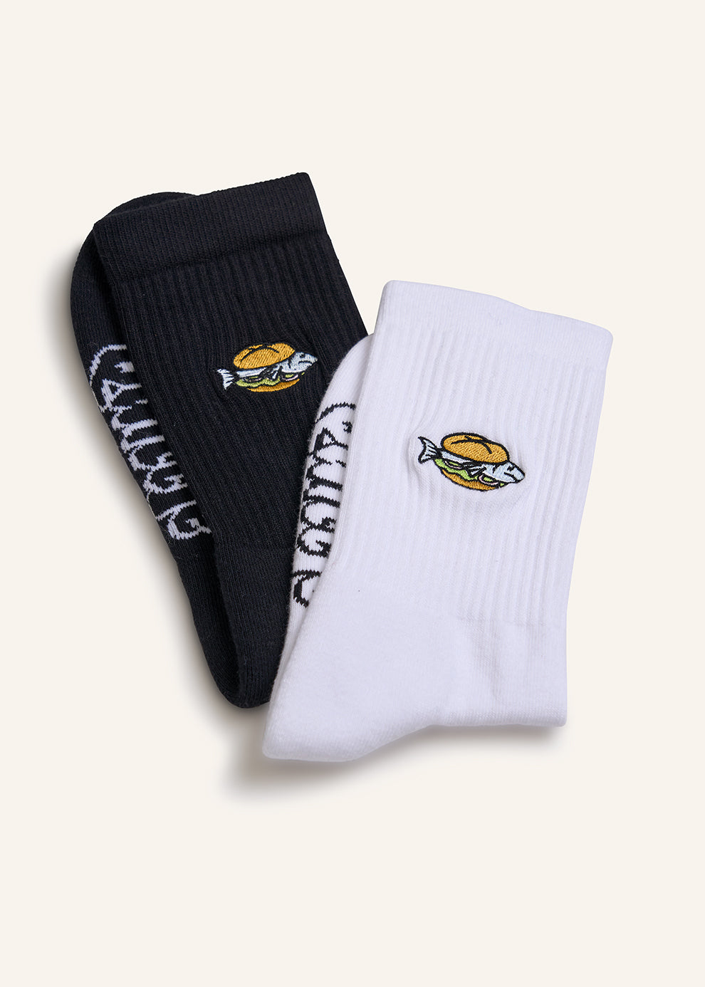 Fischbrötchen Socken - Schwarz & Weiß - 2 Paar