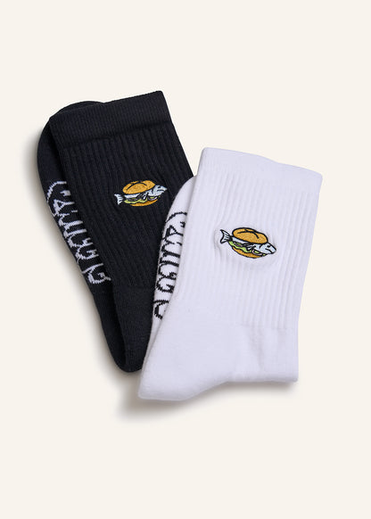 Fischbrötchen Socken - Schwarz & Weiß - 2 Paar