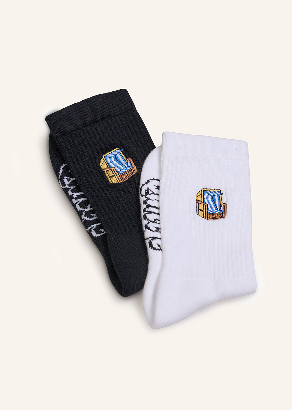 Strandkorb Socken - Schwarz & Weiß - 2 Paar