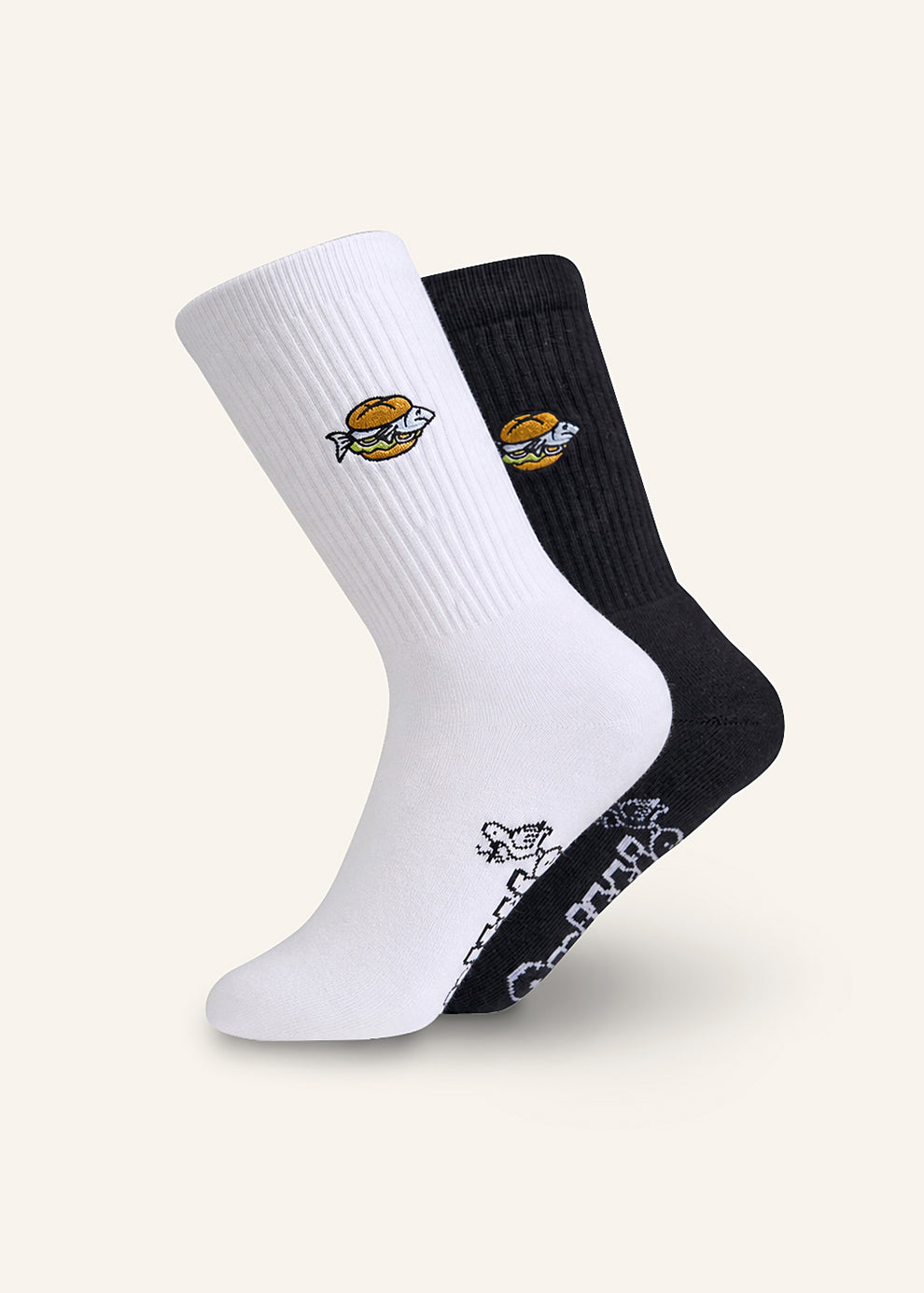 Fischbrötchen Socken - Schwarz & Weiß - 2 Paar