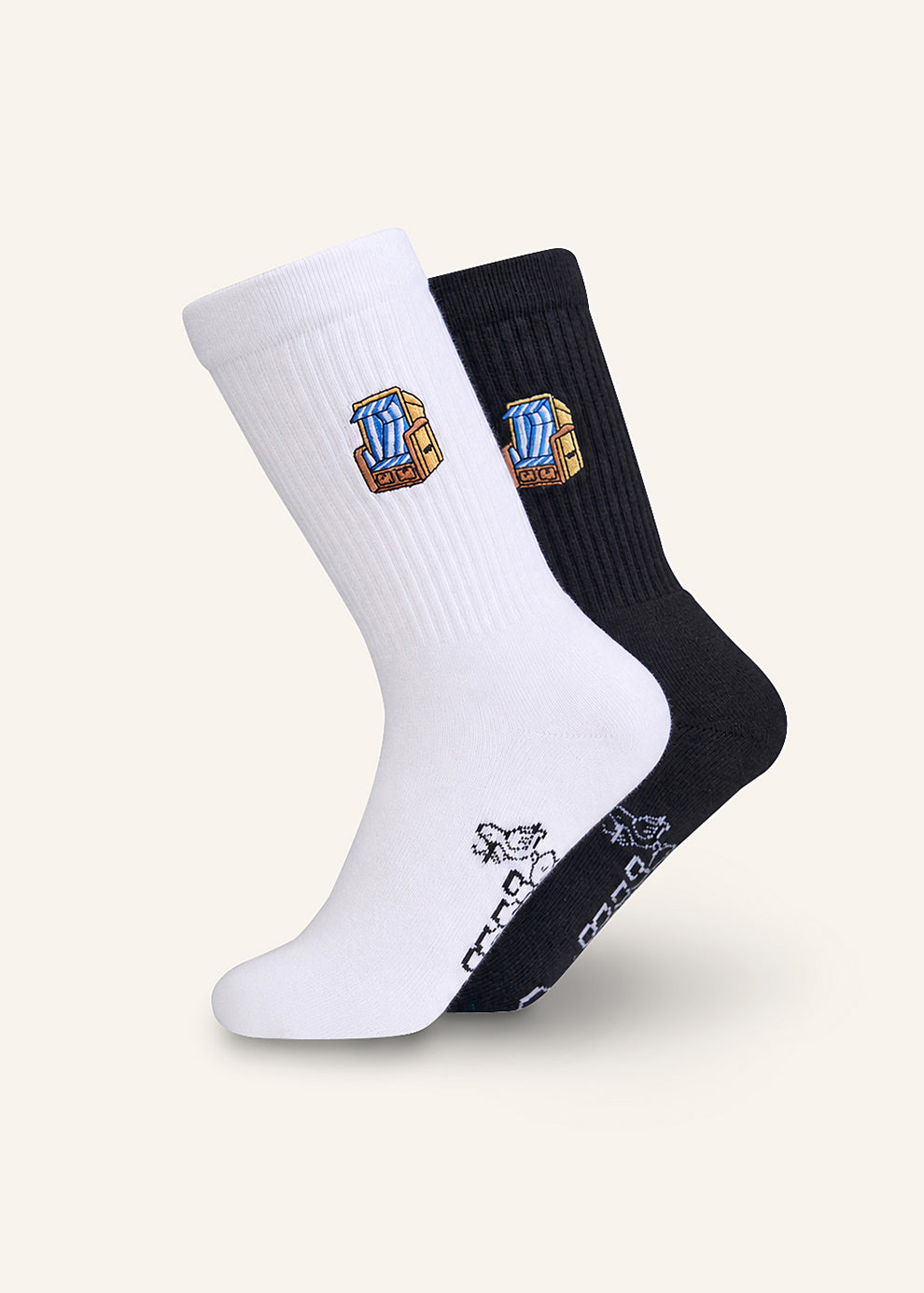 Strandkorb Socken - Schwarz & Weiß - 2 Paar