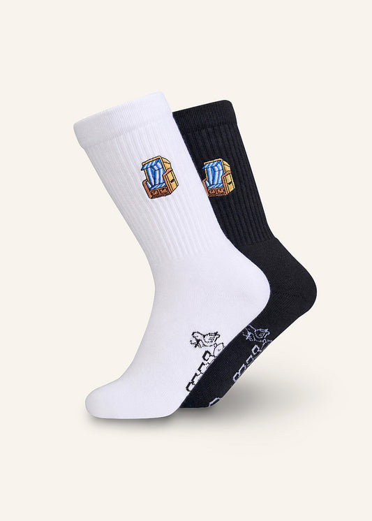 Strandkorb Socken - Schwarz & Weiß - 2 Paar
