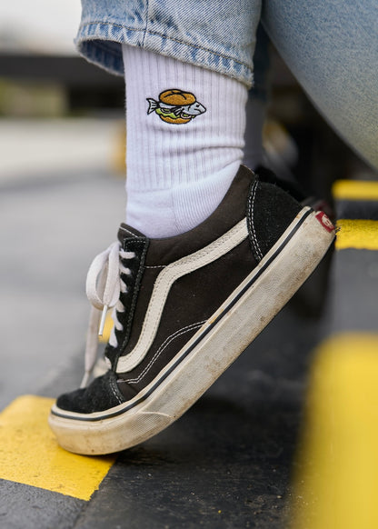 Fischbrötchen Socken - Weiß