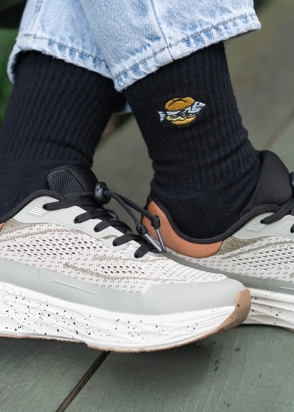 Fischbrötchen Socken - Schwarz