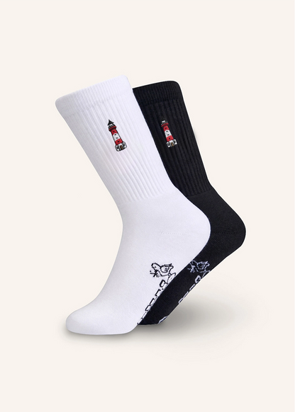 Leuchtturm Socken - Schwarz & Weiß - 2 Paar