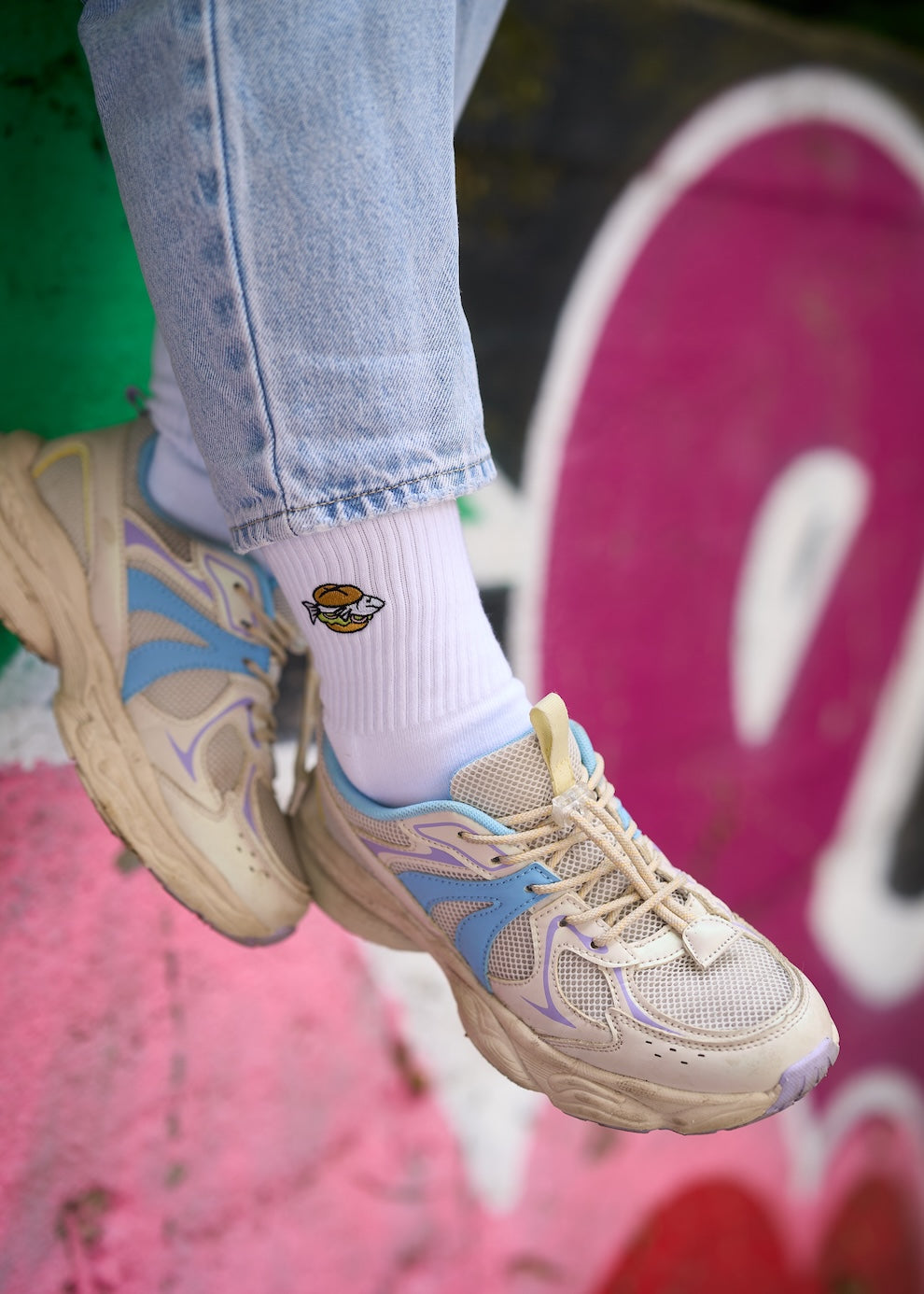 Fischbrötchen Socken - Weiß