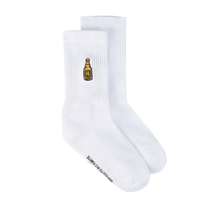 Quittje Socken mit Bierflaschen-Stickerei – hanseatisches Design, hochwertig produziert in Portugal
